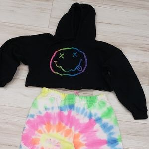 Athleisure set tie dye crop top Sz M